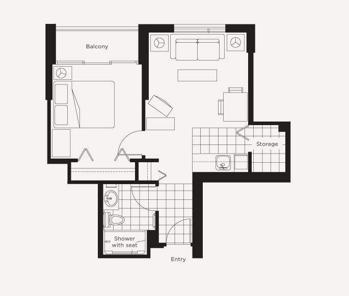 One Bedroom  Floor Plan